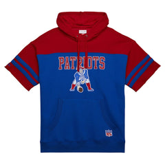 New England Patriots Mitchell & Ness Off Field Vintage Logo Short Sleeve Pullover Hoodie