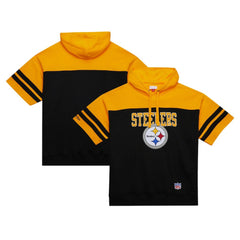 Pittsburgh Steelers Mitchell & Ness Off Field Vintage Logo Short Sleeve Pullover Hoodie