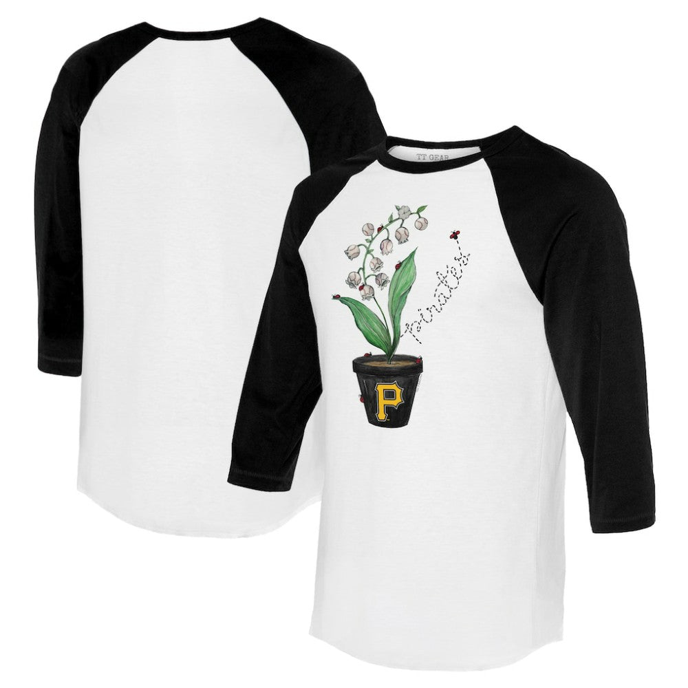 Pittsburgh Pirates Tiny Turnip Unisex Lilies and Ladybugs 3/4-Sleeve Raglan T-Shirt | MLB Near me