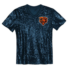 Chicago Bears Girls Youth Wordmark Sequin V-Neck Top