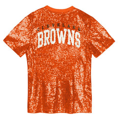 Cleveland Browns Girls Youth Wordmark Sequin V-Neck Top