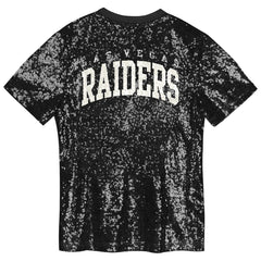 Las Vegas Raiders Girls Youth Wordmark Sequin V-Neck Top