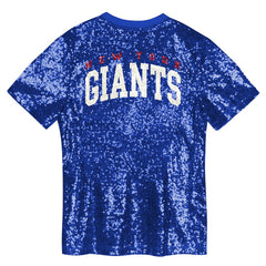 New York Giants Girls Youth Wordmark Sequin V-Neck Top