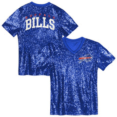 Buffalo Bills Girls Youth Wordmark Sequin V-Neck Top