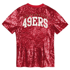 San Francisco 49ers Girls Youth Wordmark Sequin V-Neck Top