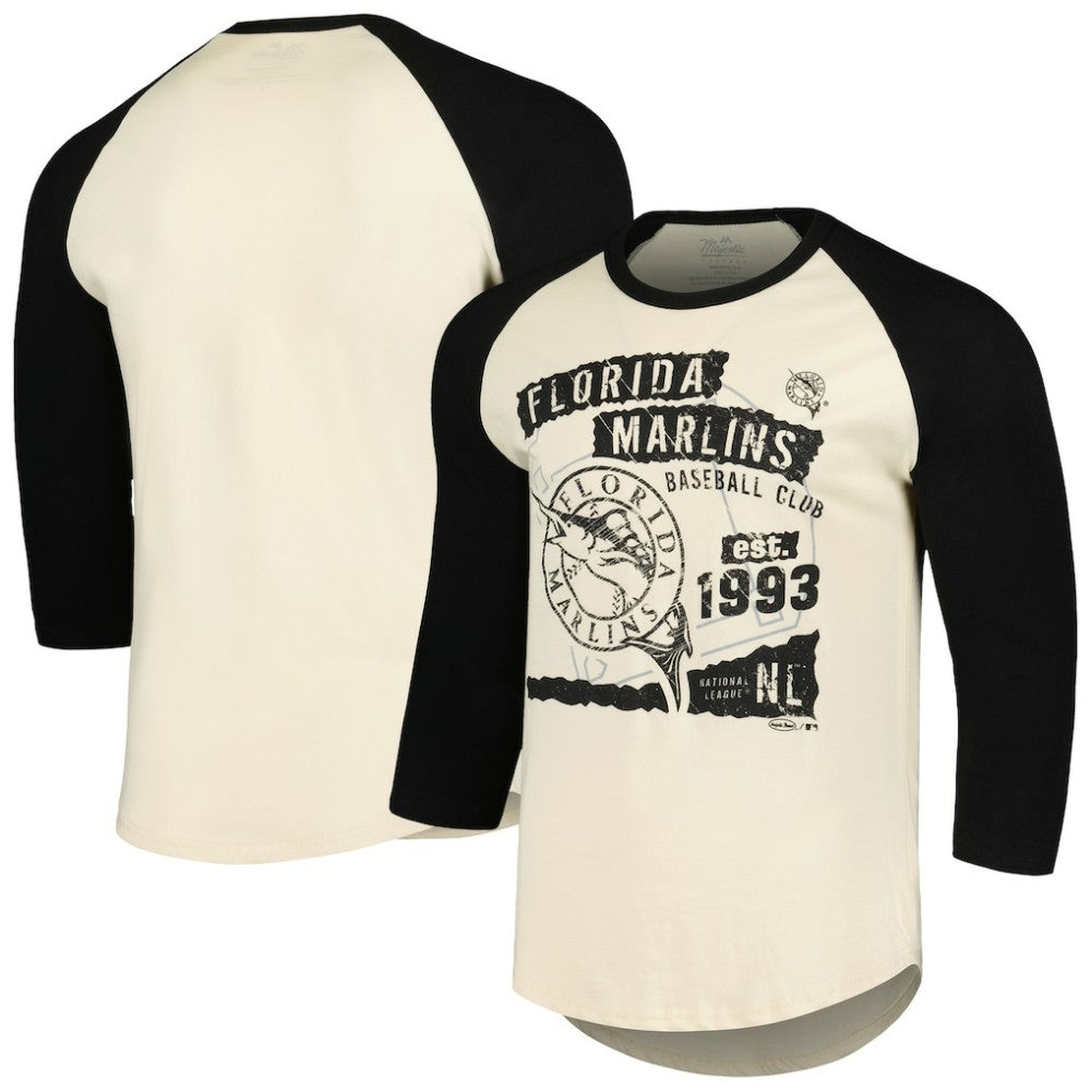 Miami Marlins Majestic Threads Raglan 3/4-Sleeve T-Shirt | MLB For sale