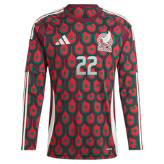 Hirving Lozano Mexico National Team 2024 Home Replica Player Long Sleeve Jersey Burgundy - Adidas
