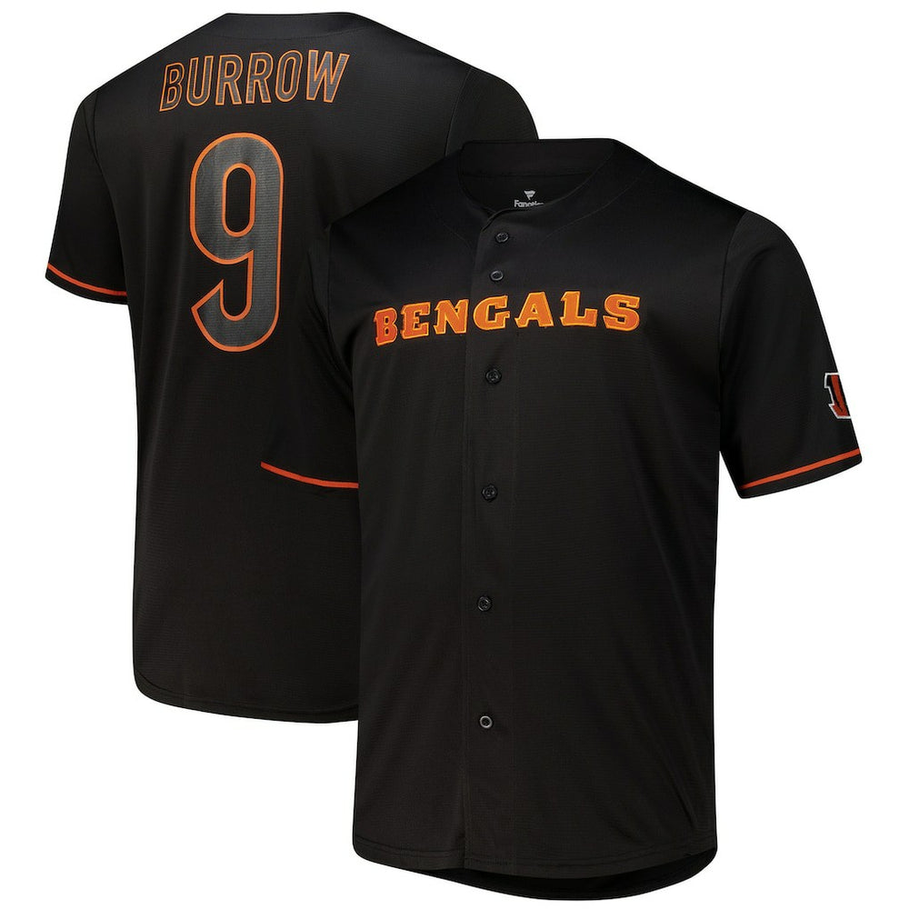 Cincinnati Bengals Fanatics Joe Burrow Big & Tall Baseball Button-Up Shirt