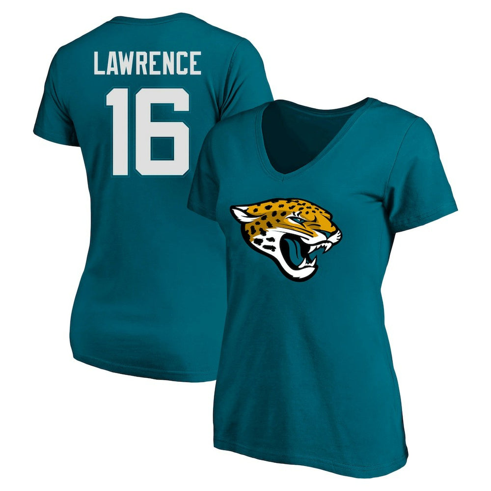 Jacksonville Jaguars Trevor Lawrence Women's Plus Size Fair Catch Name & Number Scoop Neck T-Shirt