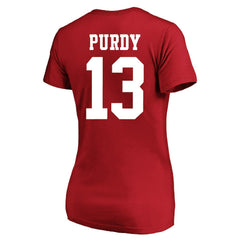 San Francisco 49ers Brock Purdy Women's Plus Size Fair Catch Name & Number Scoop Neck T-Shirt