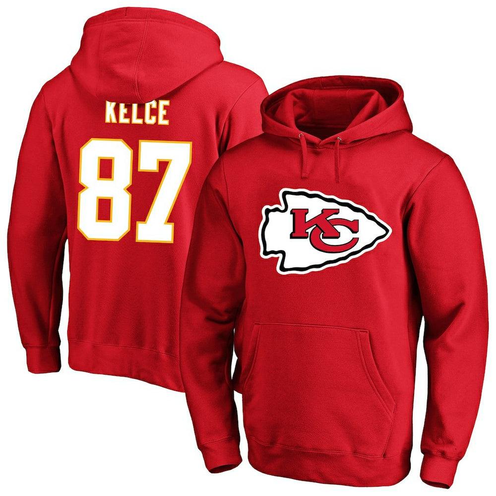 Kansas City Chiefs Fanatics Travis Kelce Big & Tall Name & Number Fleece Pullover Hoodie