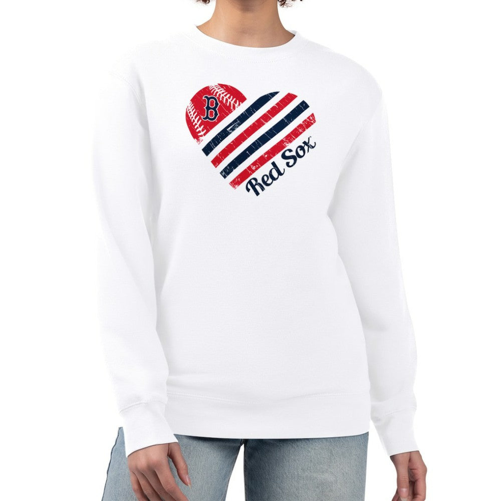Boston Red Sox G-III 4Her by Carl Banks Women's Heart Logo Fleece Pullover Sweatshirt | MLB Outlet