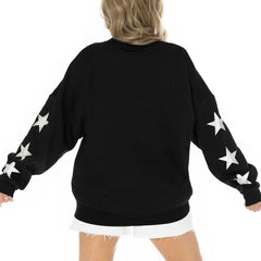 Jacksonville Jaguars Gameday Couture Women's Rhinestone Star Sleeve Settle the Score Oversized Pullover Sweatshirt