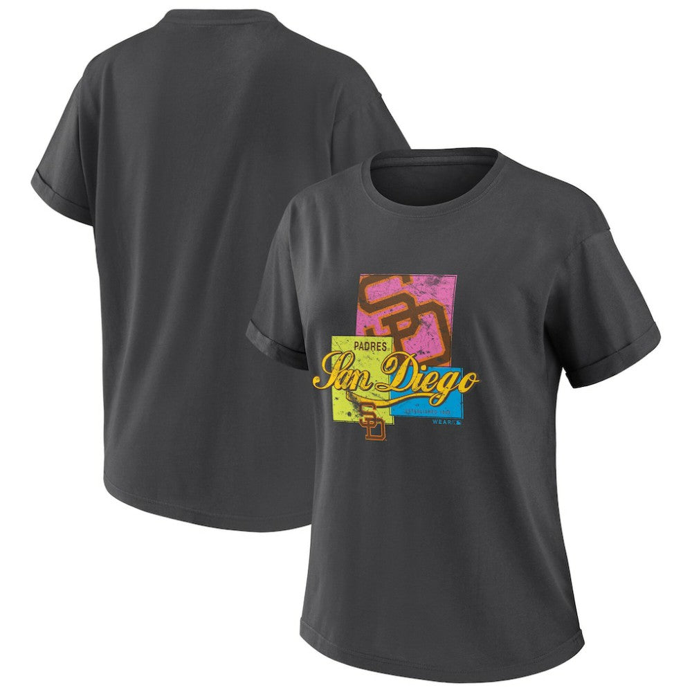San Diego Padres WEAR by Erin Andrews Women's Domestic Box Color Boyfriend T-Shirt | MLB New