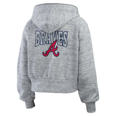 Atlanta Braves WEAR by Erin Andrews Women's Speckled Fleece Cropped Full-Zip Hoodie | MLB New