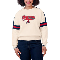 Atlanta Braves WEAR by Erin Andrews Women's Stripe Pullover Sweater | MLB Near me