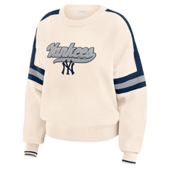 New York Yankees WEAR by Erin Andrews Women's Stripe Pullover Sweater | MLB On Sale