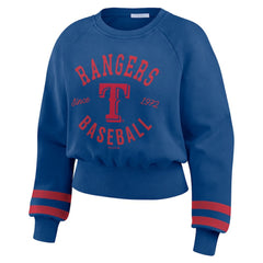 Texas Rangers WEAR by Erin Andrews Women's Vintage Washed Cropped Pullover Sweatshirt | MLB Online