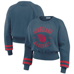 Cleveland Guardians WEAR by Erin Andrews Women's Vintage Washed Cropped Pullover Sweatshirt | MLB Near me