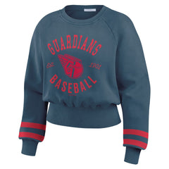 Cleveland Guardians WEAR by Erin Andrews Women's Vintage Washed Cropped Pullover Sweatshirt | MLB Near me