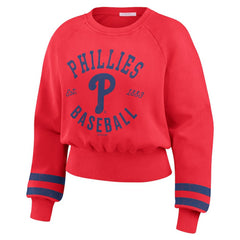 Philadelphia Phillies WEAR by Erin Andrews Women's Vintage Washed Cropped Pullover Sweatshirt | MLB For sale