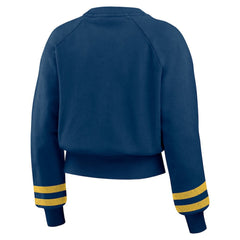 Milwaukee Brewers WEAR by Erin Andrews Women's Vintage Washed Cropped Pullover Sweatshirt | MLB For sale