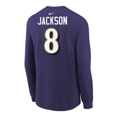 Baltimore Ravens Nike Lamar Jackson Youth Player Name & Number Long Sleeve T-Shirt