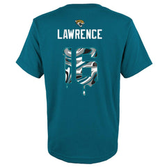 Jacksonville Jaguars Trevor Lawrence Youth Mainliner Drip Player Name & Number T-Shirt