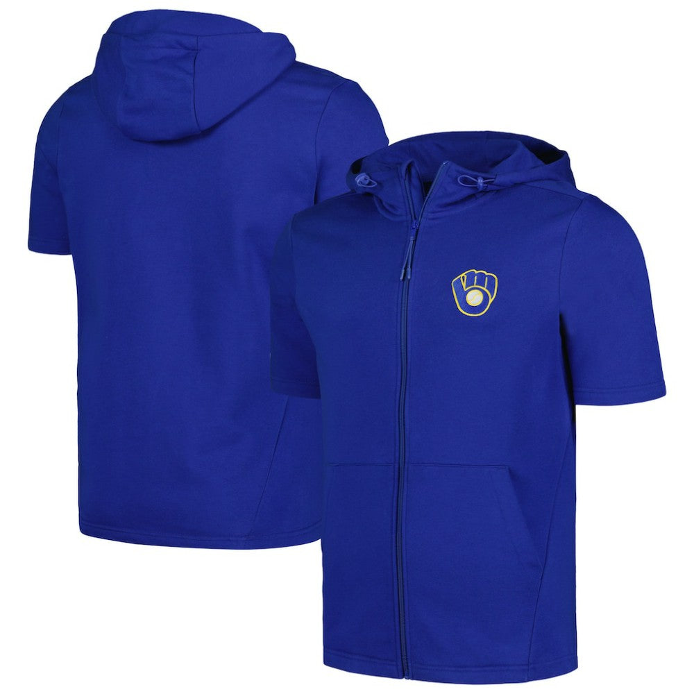 Milwaukee Brewers Levelwear Recruit Short Sleeve Full-Zip Hoodie | MLB On Sale