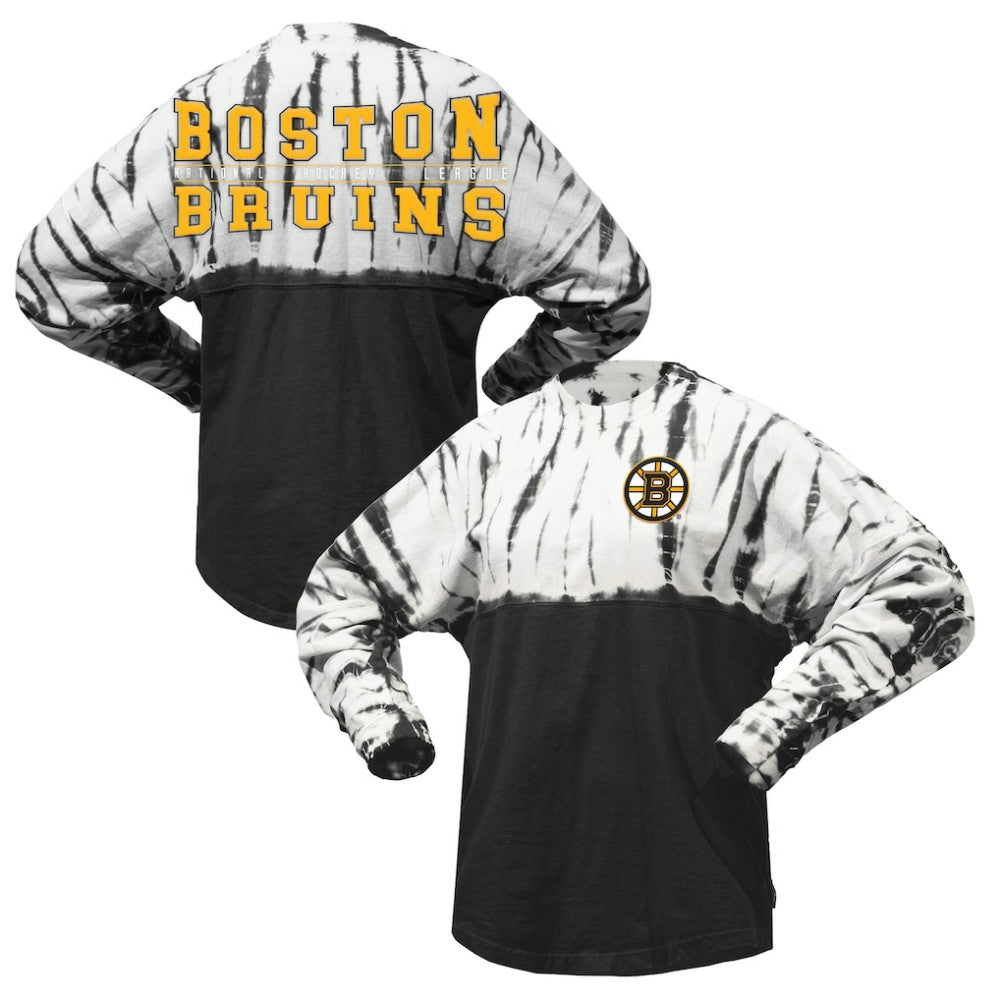 Boston Bruins Spirit Jersey Unisex Crystal Half Dye Long Sleeve T-Shirt On Sale