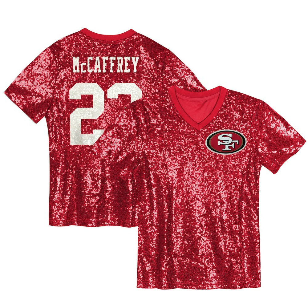 San Francisco 49ers Christian McCaffrey Women's Player Name & Number V-Neck Fashion Jersey
