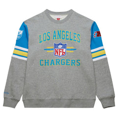 Los Angeles Chargers Mitchell & Ness All Over 4.0 Vintage Logo Pullover Sweatshirt