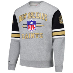New Orleans Saints Mitchell & Ness All Over 4.0 Vintage Logo Pullover Sweatshirt