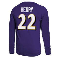 Baltimore Ravens Derrick Henry Majestic Threads Name & Number Long Sleeve T-Shirt