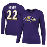 Baltimore Ravens Derrick Henry Majestic Threads Women's Name & Number Long Sleeve T-Shirt