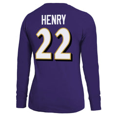 Baltimore Ravens Derrick Henry Majestic Threads Women's Name & Number Long Sleeve T-Shirt
