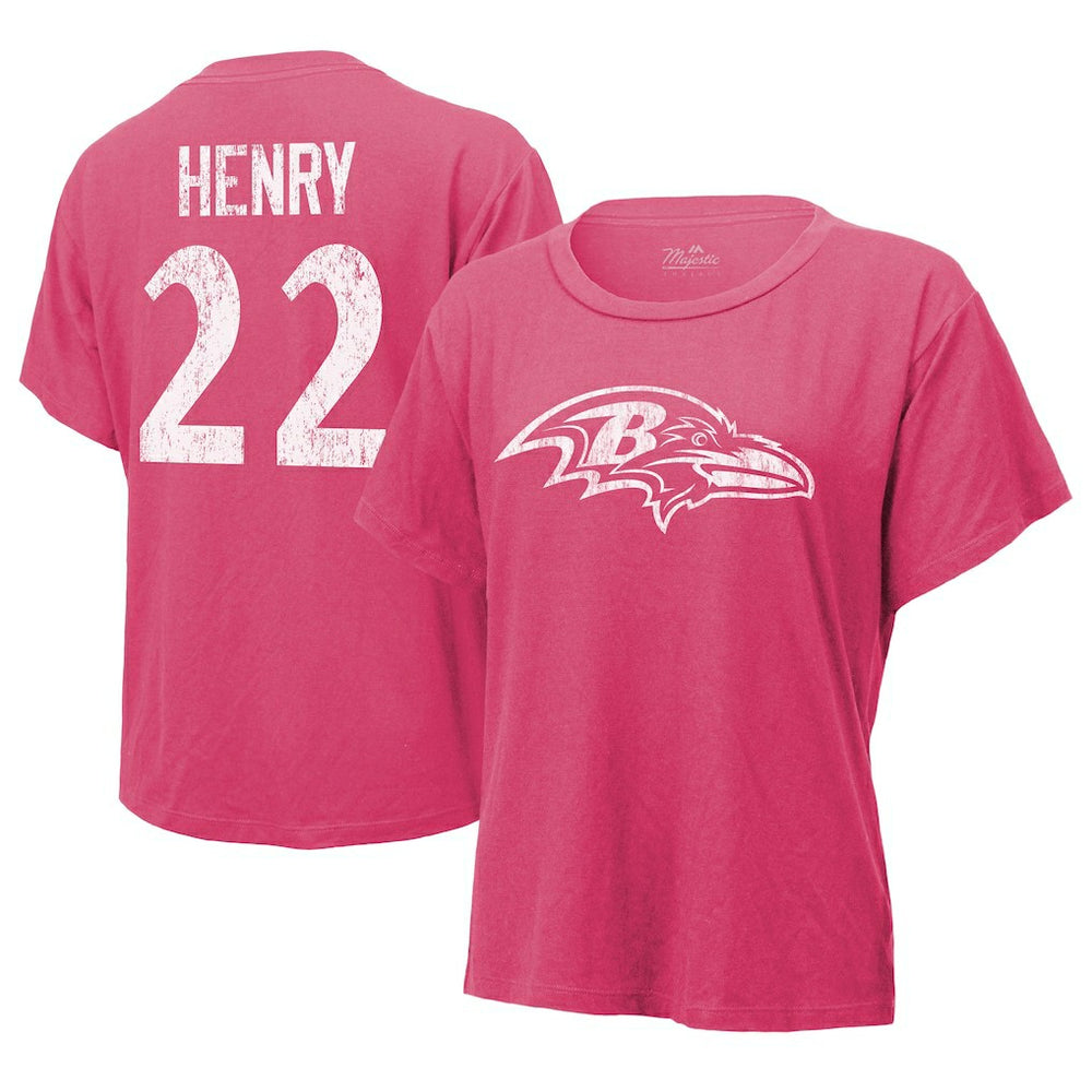 Baltimore Ravens Derrick Henry Majestic Threads Women's Name & Number T-Shirt