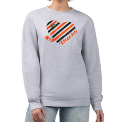 Anaheim Ducks G-III 4Her by Carl Banks Women's Heart Graphic Pullover Sweatshirt On Sale