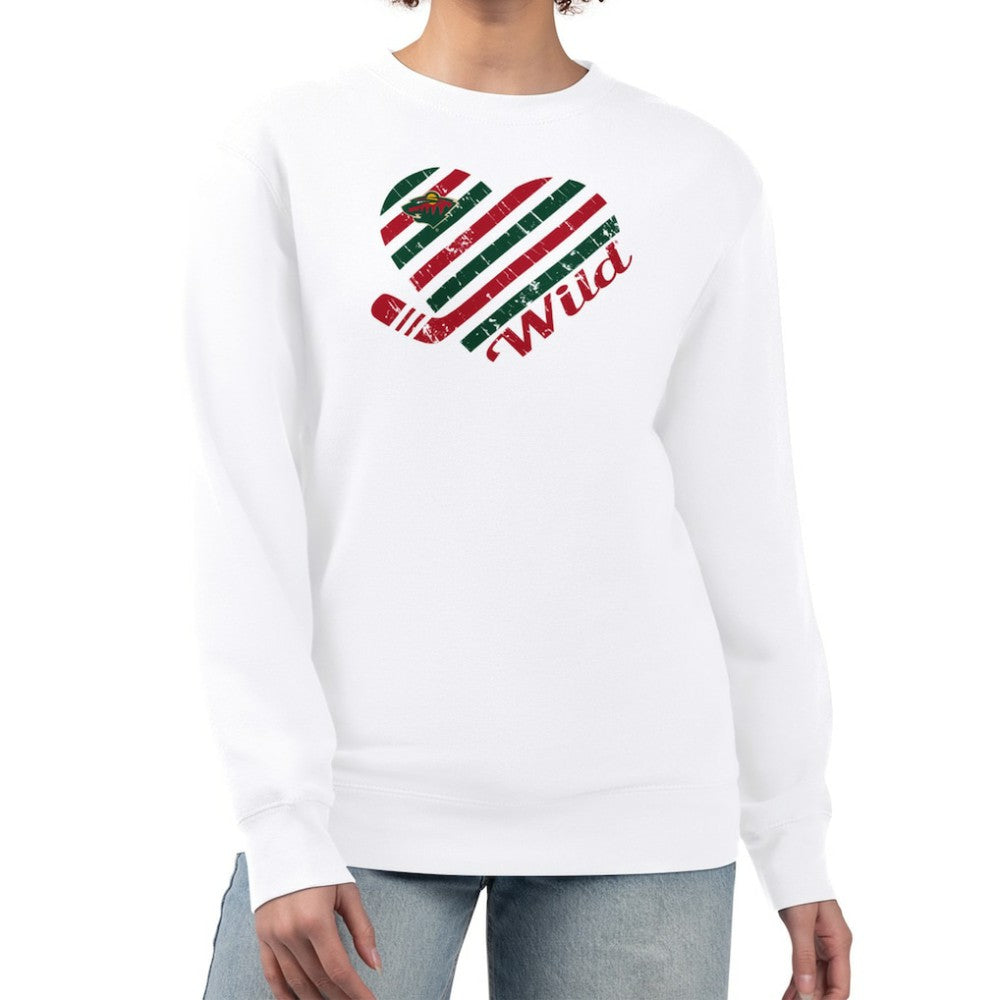 Minnesota Wild G-III 4Her by Carl Banks Women's Heart Graphic Pullover Sweatshirt On Sale