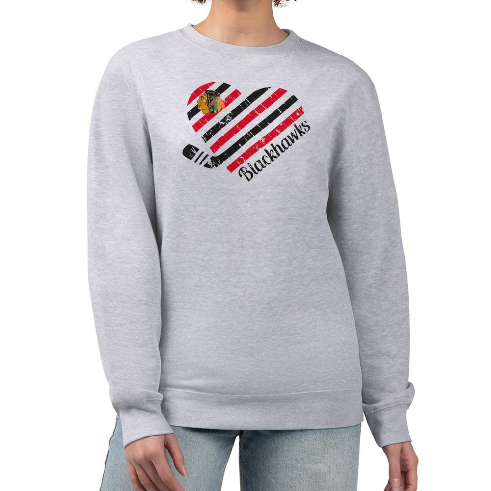 Chicago Blackhawks G-III 4Her by Carl Banks Women's Heart Graphic Pullover Sweatshirt Online