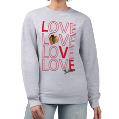 Chicago Blackhawks G-III 4Her by Carl Banks Women's Lots Of Love Team Logo Graphic Pullover Sweatshirt Online