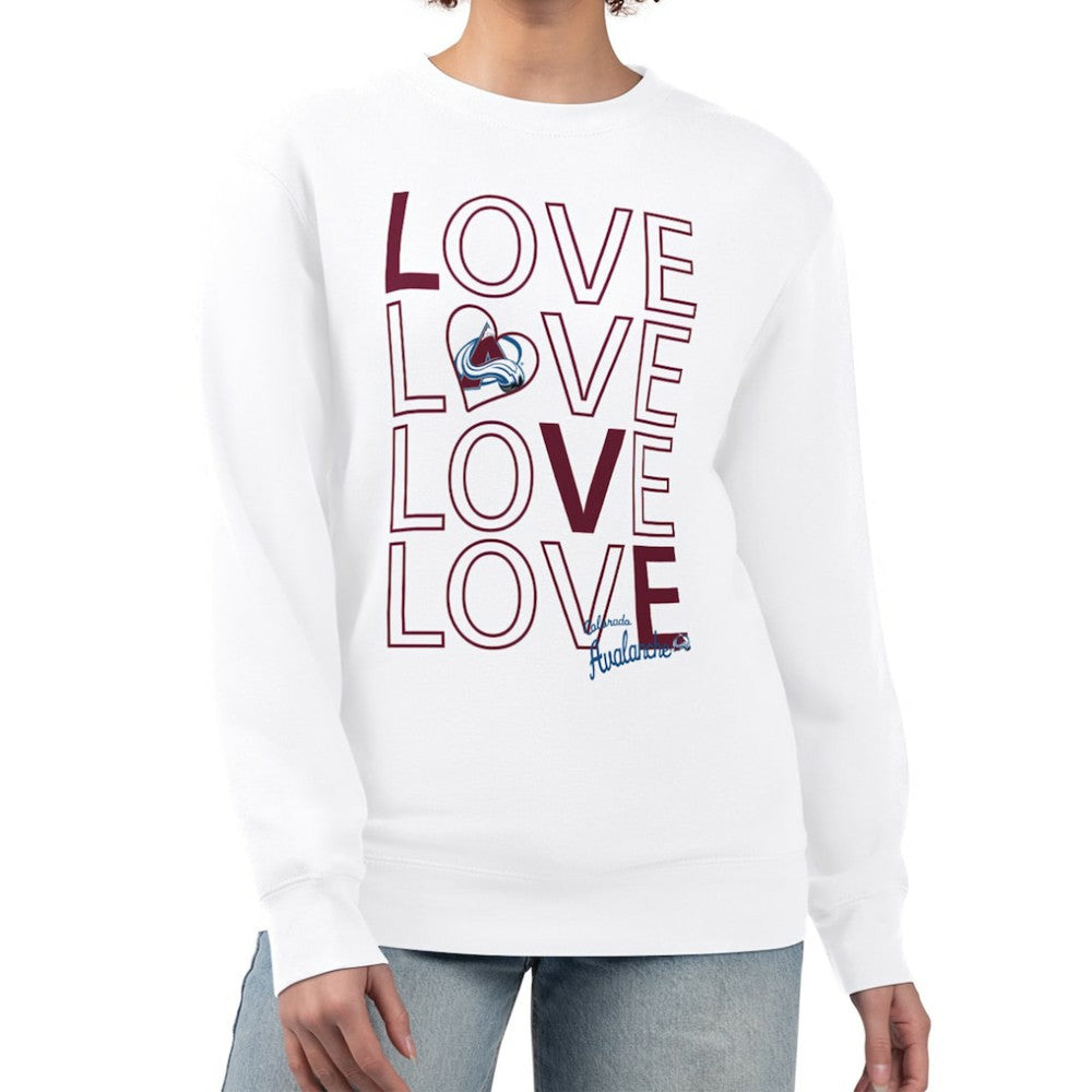 Colorado Avalanche G-III 4Her by Carl Banks Women's Lots Of Love Team Logo Graphic Pullover Sweatshirt Discount