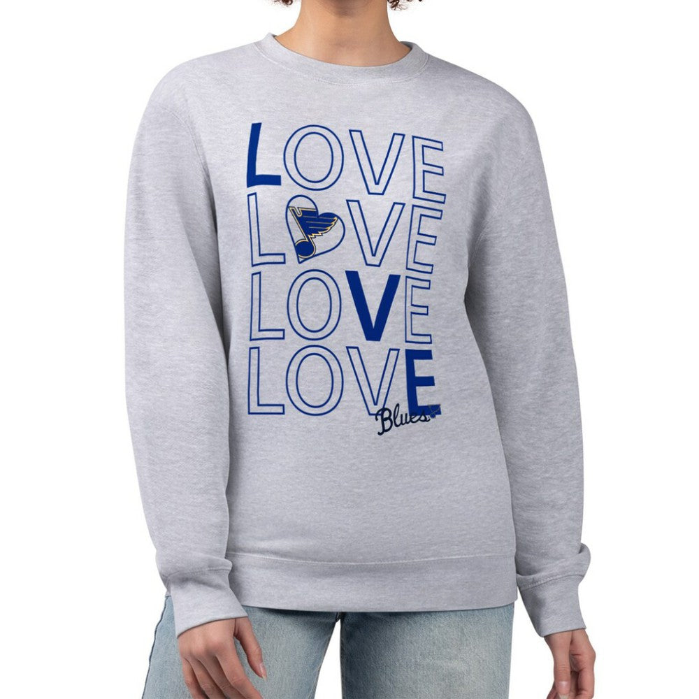 St. Louis Blues G-III 4Her by Carl Banks Women's Lots Of Love Team Logo Graphic Pullover Sweatshirt For Sale