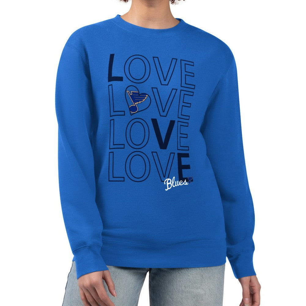 St. Louis Blues G-III 4Her by Carl Banks Women's Lots Of Love Team Logo Graphic Pullover Sweatshirt Sale