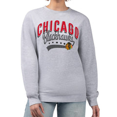 Chicago Blackhawks G-III 4Her by Carl Banks Women's Filigree Team Graphic Fleece Pullover Sweatshirt Sale