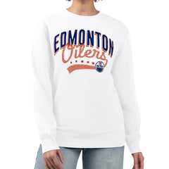 Edmonton Oilers G-III 4Her by Carl Banks Women's Filigree Team Graphic Fleece Pullover Sweatshirt Discount