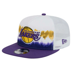 Los Angeles Lakers Dip-Dye 9FIFTY A-Frame Trucker Snapback Hat New