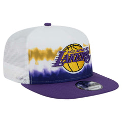 Los Angeles Lakers Dip-Dye 9FIFTY A-Frame Trucker Snapback Hat New