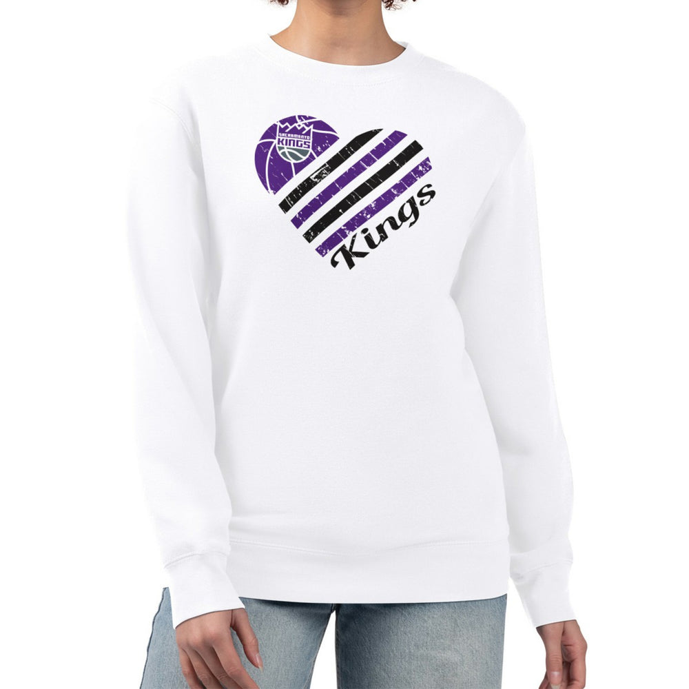 Sacramento Kings G-III 4Her by Carl Banks Women's Heart Graphic Fleece Pullover Sweatshirt On Sale