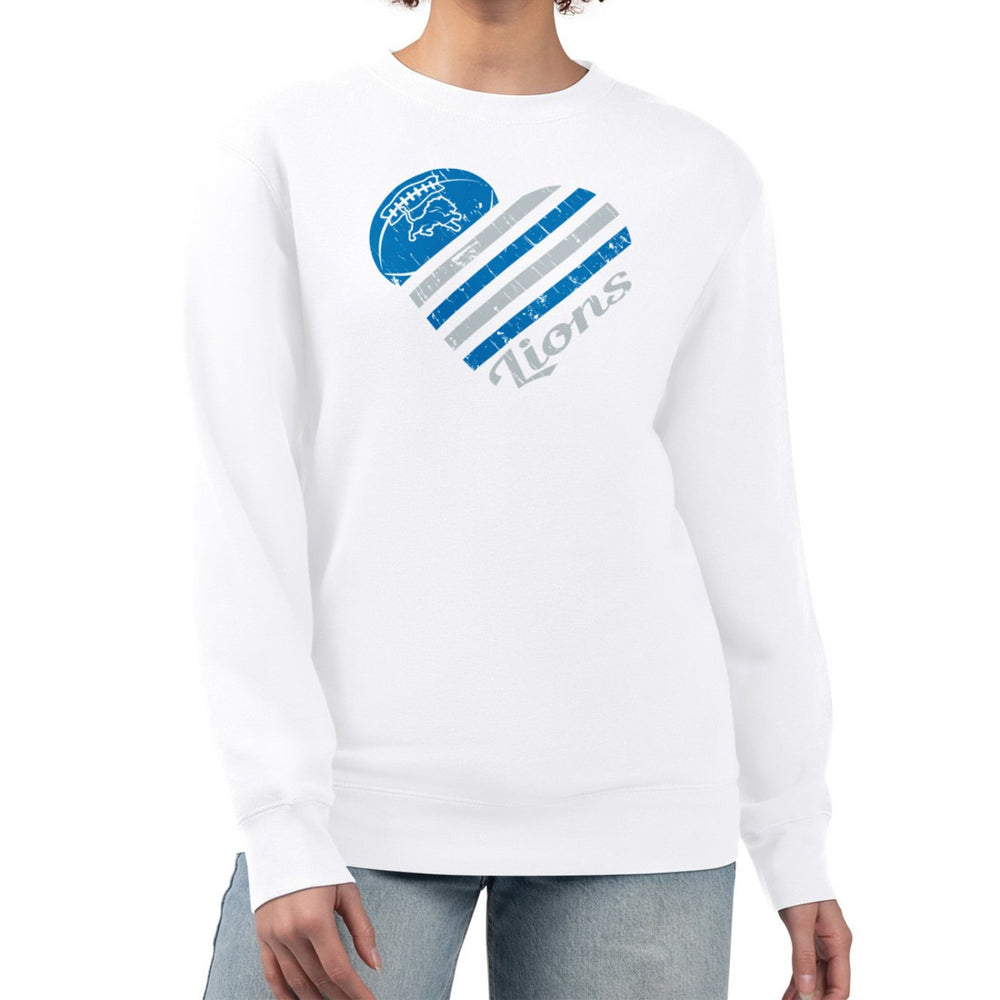 Detroit Lions G-III 4Her by Carl Banks Women's Heart Graphic Fleece Pullover Sweatshirt